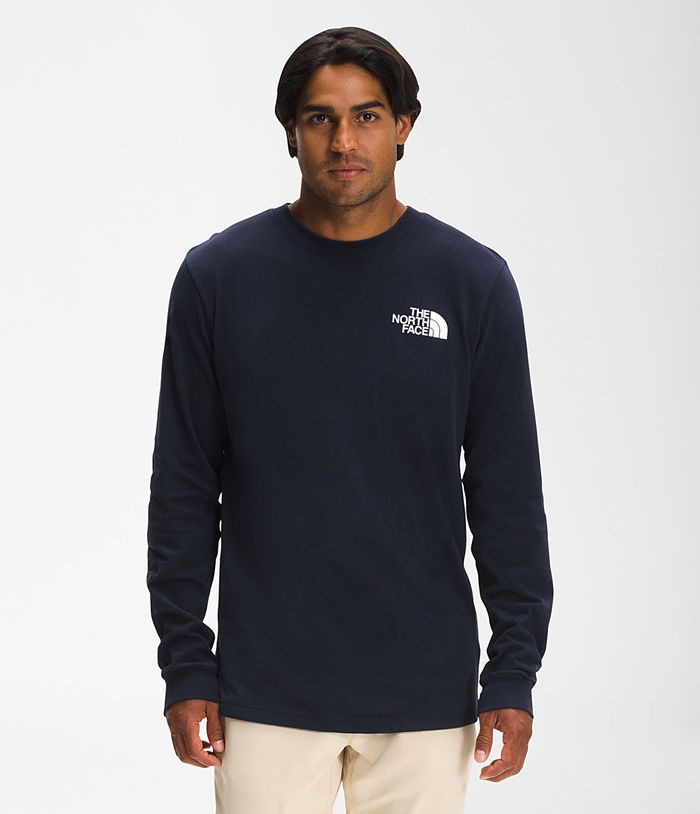 The North Face T-Shirts Long Sleeve TNF™ Sleeve Hit Navy - Mens - Thailand CJORB-6093